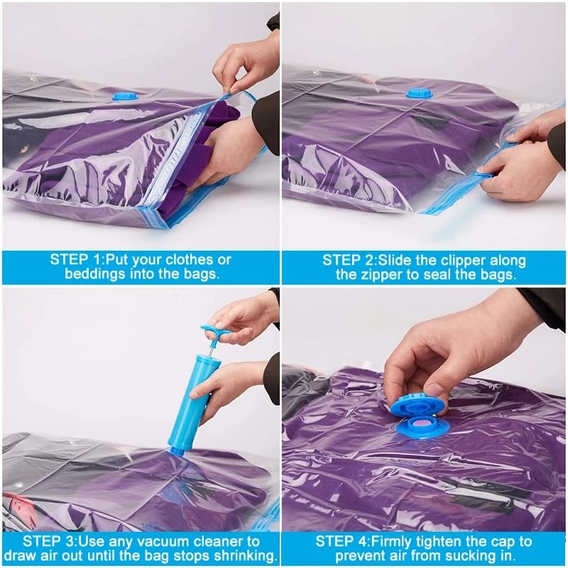 VeriXpress Vacuum Compression Storage Bags with Hand Pump - Large, 5-Pack, Plastic