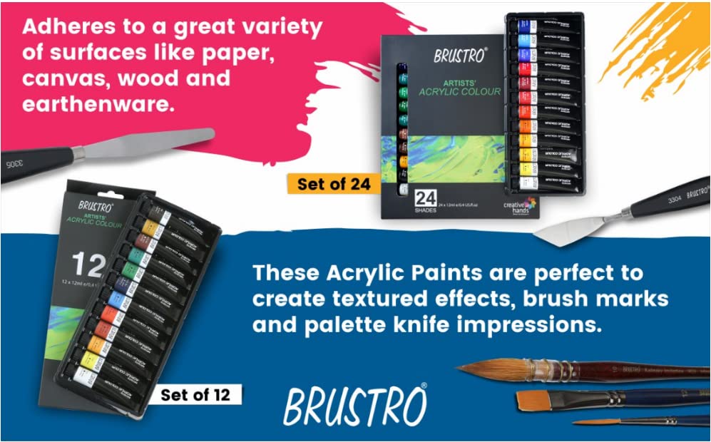 Qatalitic  Artists ’ Acrylic Colour Set of 12 Colours X 12ML Tubes