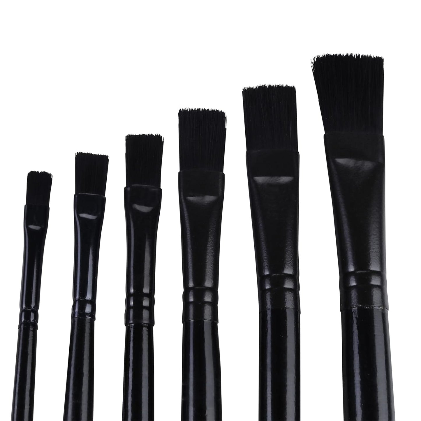 Qatalitic 7 Pcs Flat Paint Brush, Black and Matty Wooden Handle Brush Set, Size of (1,2,4,6,8,10,12), for Watercolour, Acrylic Colour, Poster Making and Oil Painting