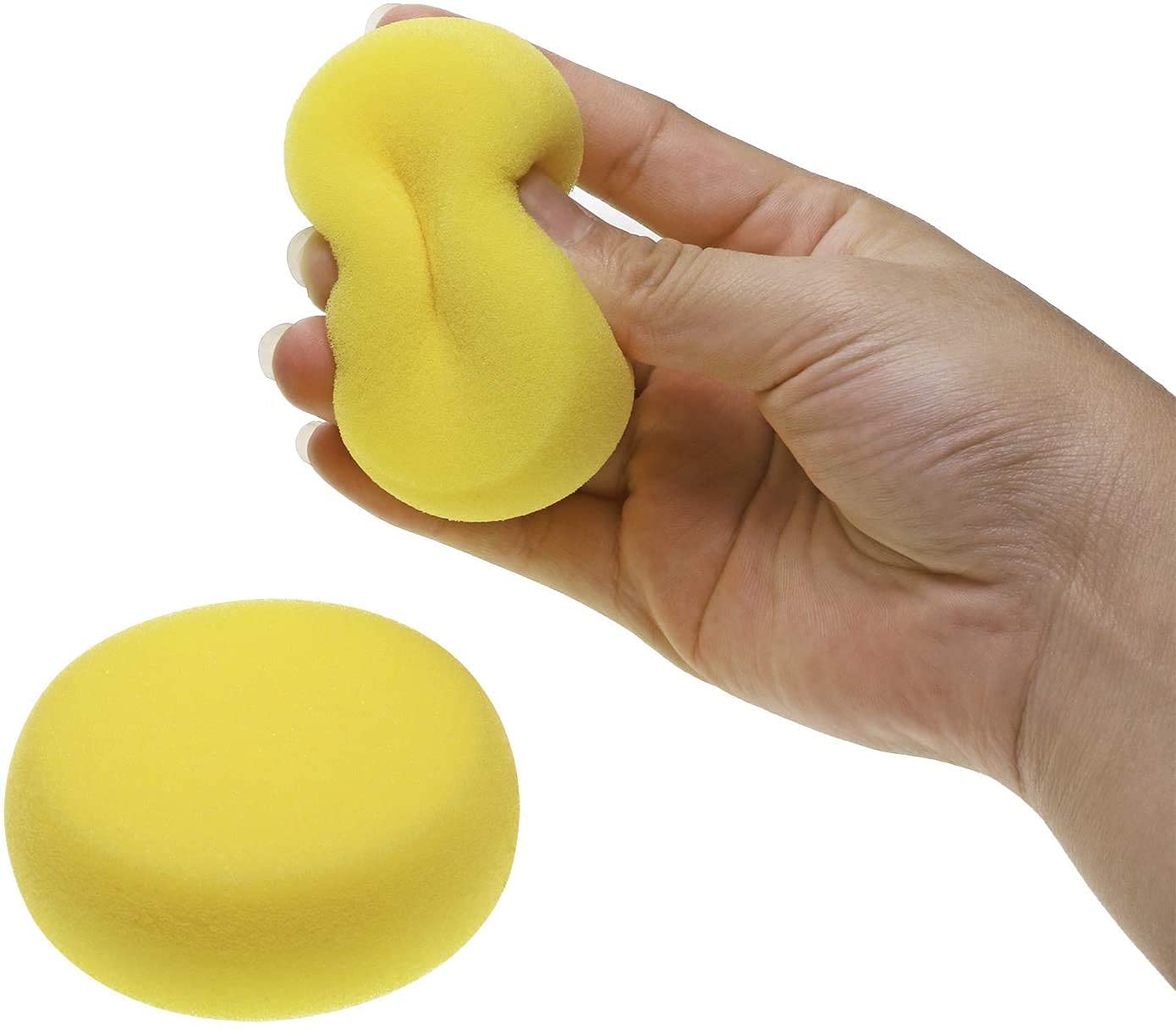 Qatalitic Round Sponges 6pcs 3inch Yellow Painting Sponges Synthetic Artist Sponges Watercolors Sponges for Art & Craft Pottery Clay Cleaning Ceramics Wall (Round Painting Sponges)