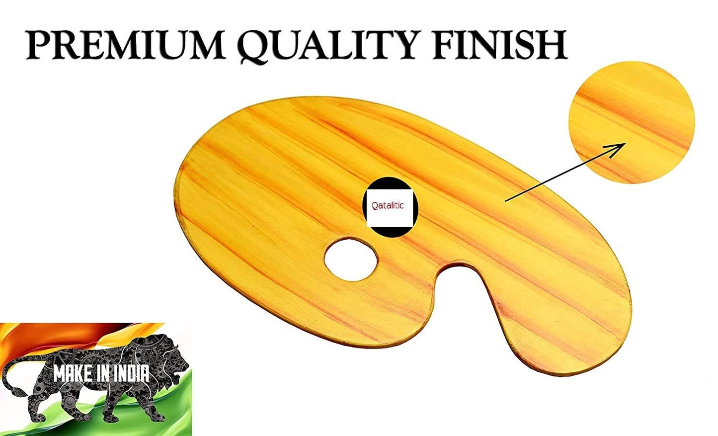 Qatalitic Wooden Painting Palette | Wooden Palettes for Mixing & Blending Colours | from Beginners to Professional Use for DIY Art & Crafts Paintings and Project Making