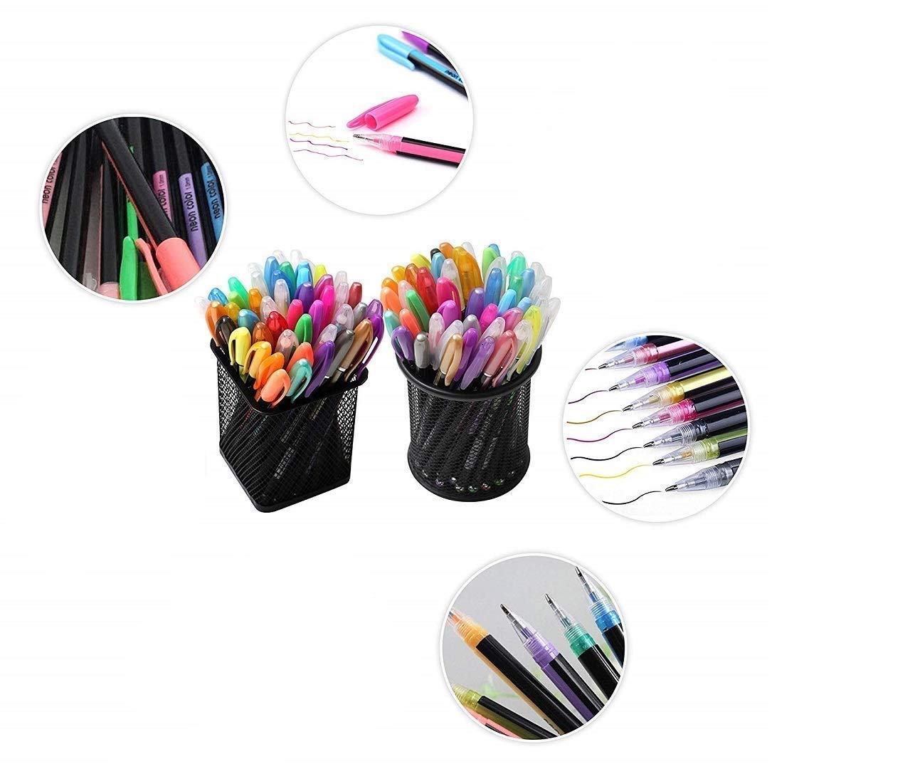Qatalitic Set of 36 Neon Gel Pens consisting Fluorescent, Metallic, Glitter, and Pastel colour pens For DIY Art & Crafts (Sketching, Drawing & Painting Purpose)