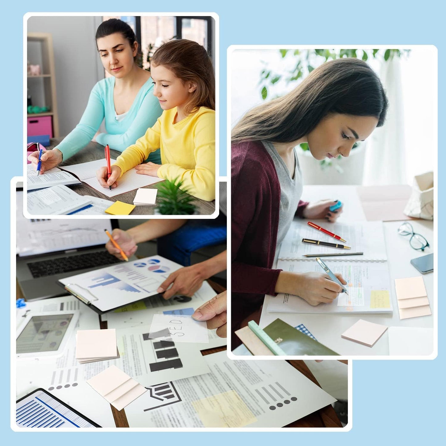 Qatalitic Transparent Sticky Notes (100 Sheets) - 3 x 3 inch, Clear Sticky Notes Waterproof Self-Adhesive Removable, Perfect for Reminders, Books Annotation and for School & Office