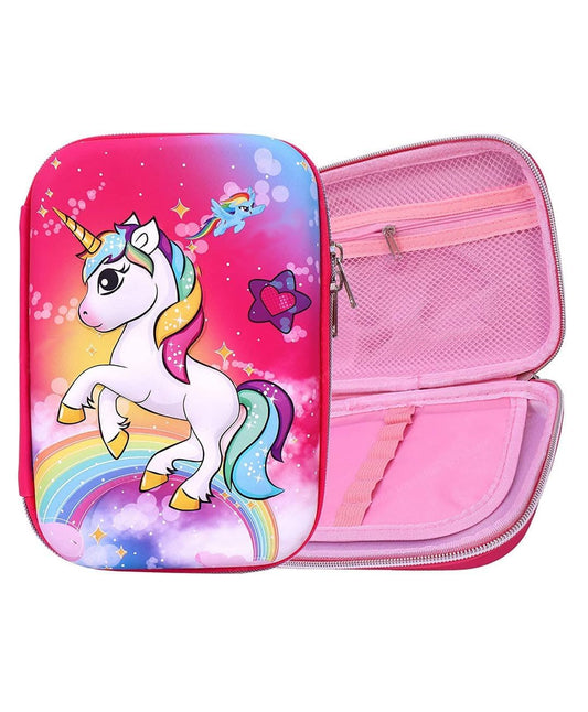 Qatalitic Big Size 3D Cover Pencil Case, Large Capacity (Unicorn) Pencil Case with Compartments, School Pouch Organizer for Students, Stylish Pen Holder Pouch