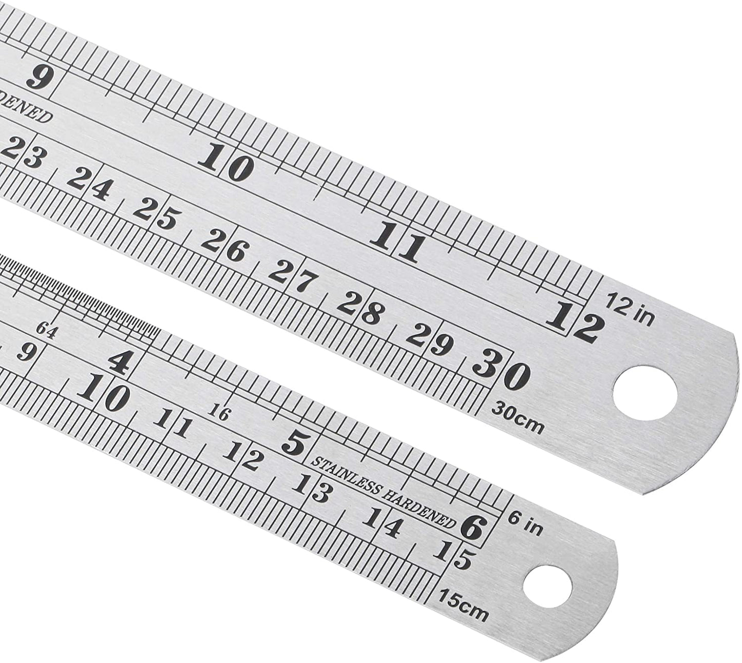 Qatalitic 2 Pcs Stainless Steel Ruler Scale, Measuring 30cm and 15cm, Imperial, Metric Measurement and Conversion Table, Heavy Duty Stainless Steel, Engineering College, School, Office and Architect