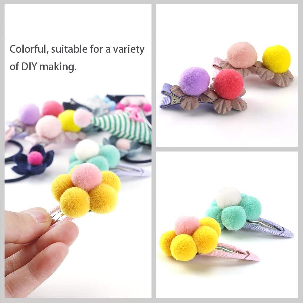 Qatalitic Round Shaped Soft Fluffy Pom-Pom for Art, Craft and Party Decoration, 2cm (Mixed Colour) - Pack of 100