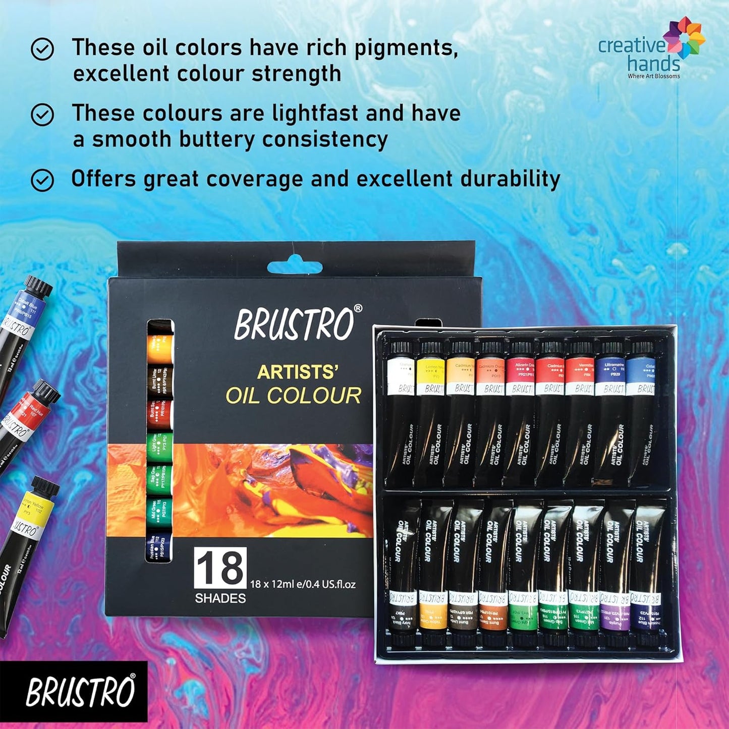 Qatalitic: Set - 12 Vivid Colors in 12ml Tubes, Artists Quality Opaque Watercolors for Crafting and Fine Art Projects