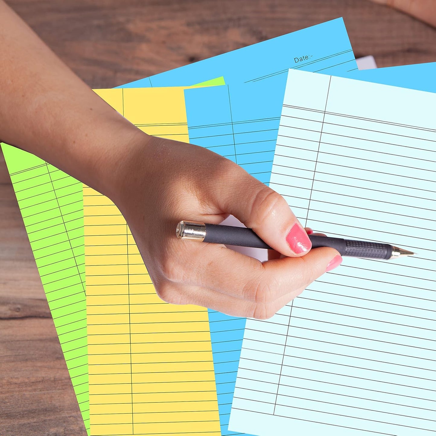 QATALITIC A4 SIZE RULED PAPER | Single Side Ruled | 5 Colours-Pack of 50 Sheets |Colorful & Fun! Organize Your Schoolwork (Projects, Assignments)