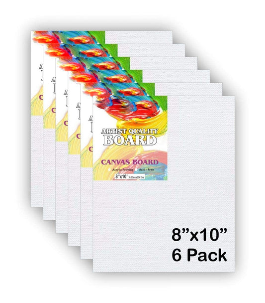 Qatalitic Cotton Canvas Board for Painting, Pack of 6 Piece, White Color (8 INCH X 10 INCH)