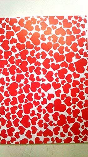 Qatalitic Hearts Design A4 Size Craft Paper Sheets with Single Side Decorative Pattern for Arts and Crafts (Red) - Pack of 10