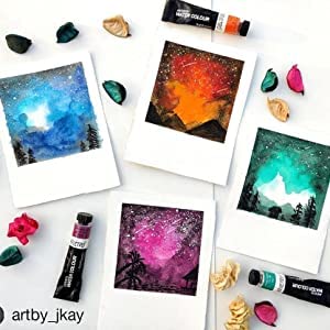 Qatalitic: Set - 12 Vivid Colors in 12ml Tubes, Artists Quality Opaque Watercolors for Crafting and Fine Art Projects