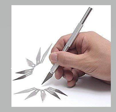 Qatalitic Detail Pen Cutter With 10 Interchangeable Blades For Carving and Paper Cutting