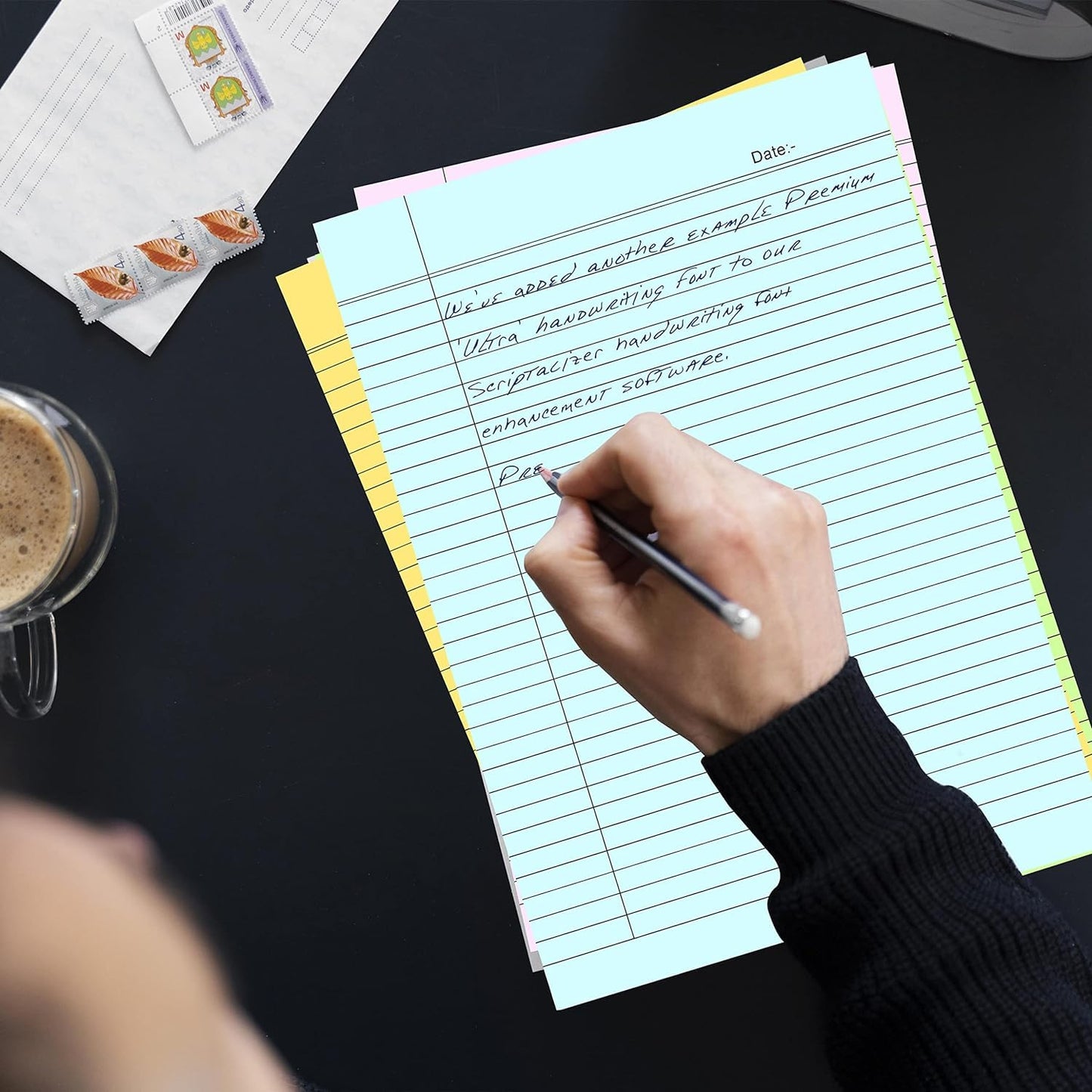 Qatalitic A4 Size Ruled Paper-Single Side Ruled | 5 Colours-Pack of 50 Sheets | for Project/Assignment/Practical/Homework