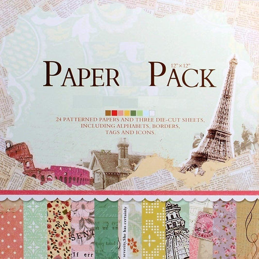 Qatalitic Pattern Design Printed Papers for Art & Craft (VS12004), Size: 12 X 12 Inch for Greeting Cardmaking & Project book making (24 Patterned Sheets + 3 Die Cut Sheets) Paper Designer Paper Pack