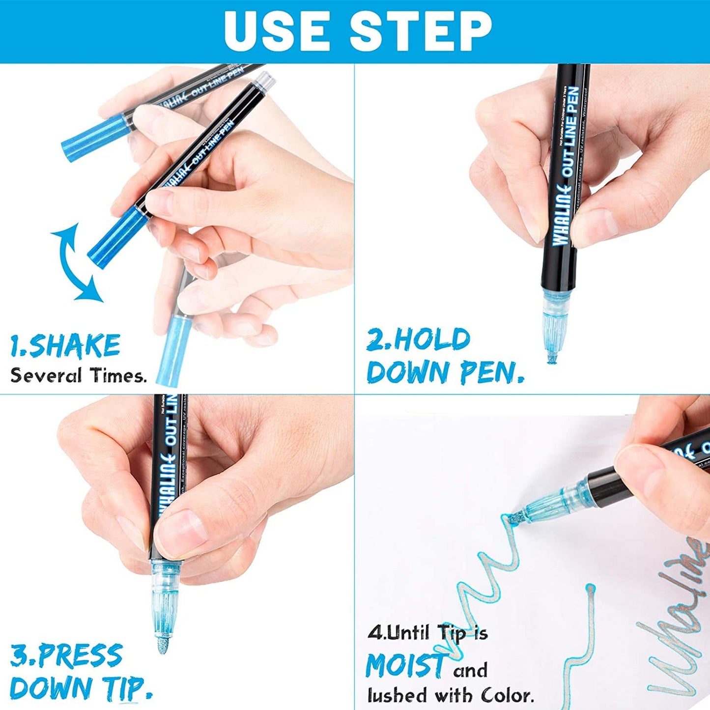 Whaline Double Line Chisel Point Outline Pens, 12 Colors Self-Outline Drawing Metallic Markers, Stationery for Gift Card Writing, Birthday Greeting, Scrap Booking