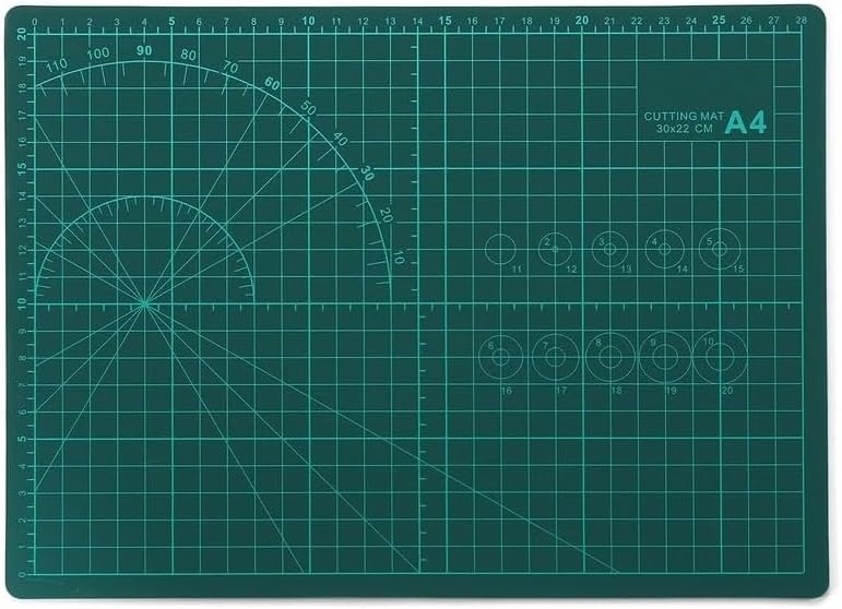 Qatalitic Flexible Cutting Mat, A4 Size (11 X 8 inch), Self-Healing, 5 Layered, Double Sided with Marked Pattern and Grids (Green) - Polyvinyl Chloride
