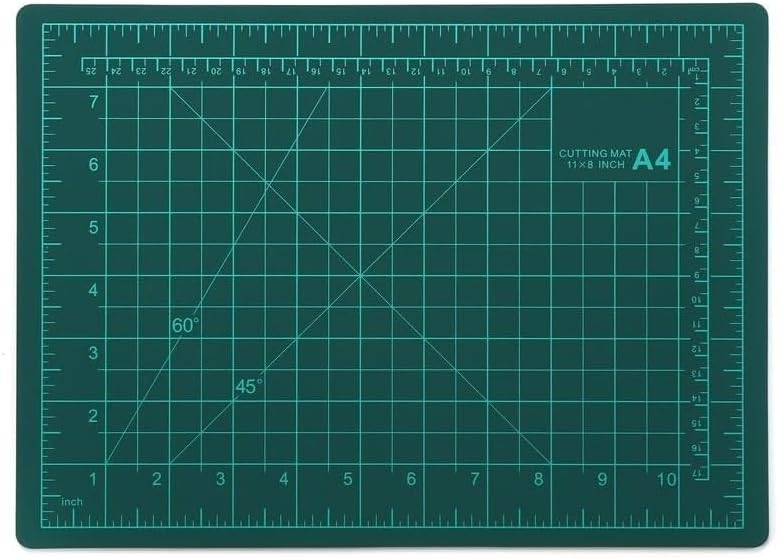 Qatalitic Flexible Cutting Mat, A4 Size (11 X 8 inch), Self-Healing, 5 Layered, Double Sided with Marked Pattern and Grids (Green) - Polyvinyl Chloride