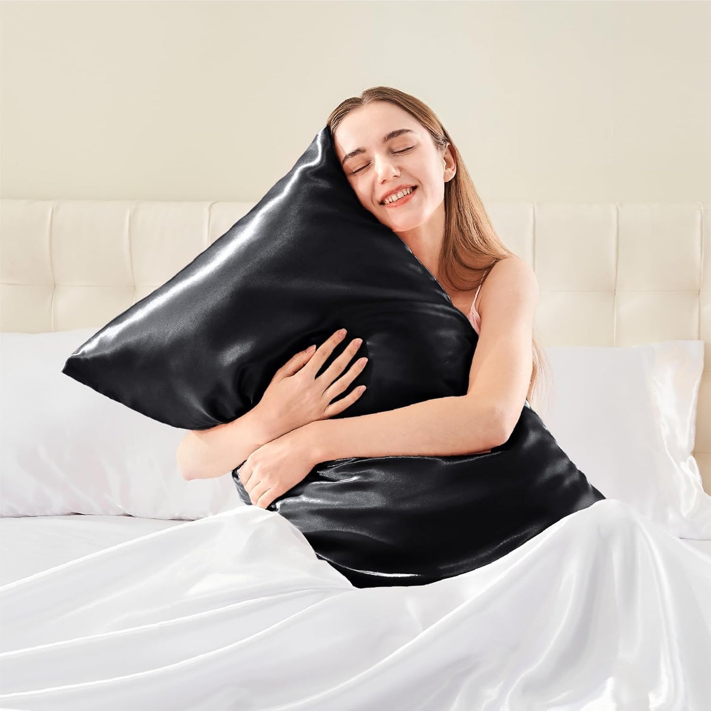 Verixpress Satin Silk Pillow Covers Pack of 2 for Hair and Skin-with Satin Scrunchies |Satin Pillow coves for Hair and Skin|scrunchies for Women