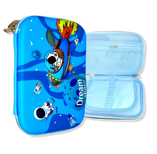 Qatalitic Big Size EVA 3D Cover Pencil Case, Large Capacity (Space Astronaut) Pencil Case with Compartments, School Pouch Organizer for Students, Stylish Pen Holder Pouch, Art Pencil Box (Blue)