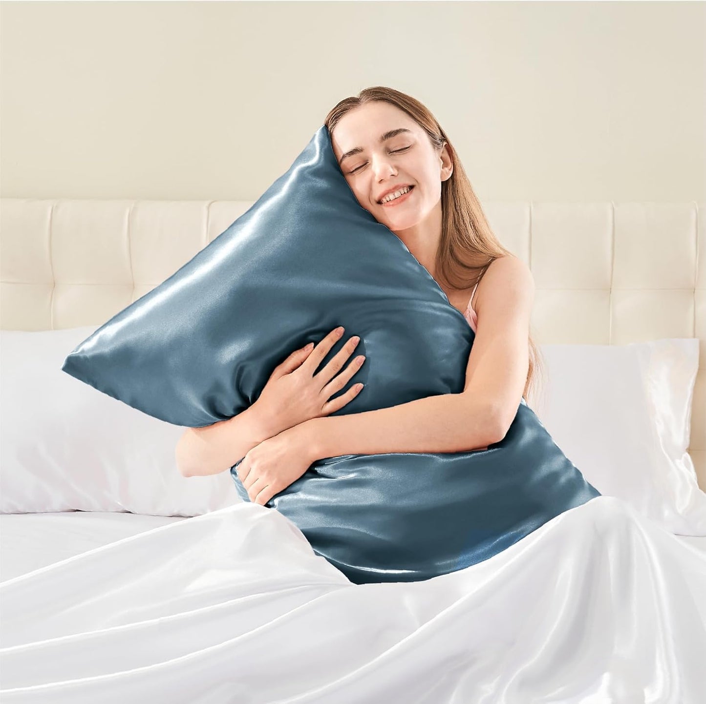 Verixpress Satin Silk Pillow Covers Pack of 2 for Hair and Skin-with Satin Scrunchies |Satin Pillow cover for Hair and Skin|scrunchies for Women