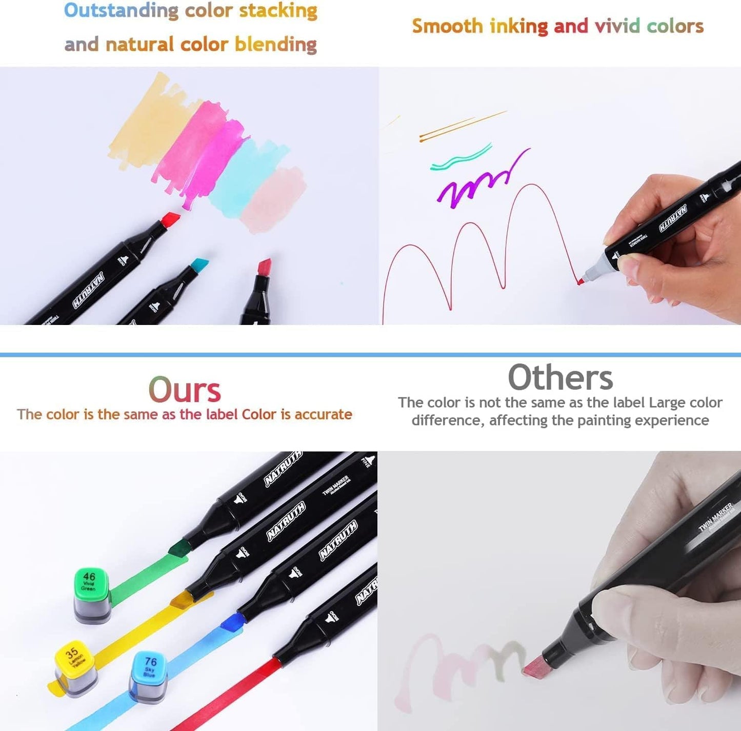 Qatalitic 24 Pcs Dual Tip Colourful Art Markers with Carrying Case, Twin Head Fine and Chisel Permanent Colouring Marker, For Sketching, Calligraphy, Illustration