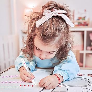 Veriexpress 6 Pcs Curve Highlighter Pen Set, Linear Roller Color Pens, Dual Tip Pens with Fine Tips and 6 Different Curve Shapes, Colorful Pattern, for Writing, Drawing
