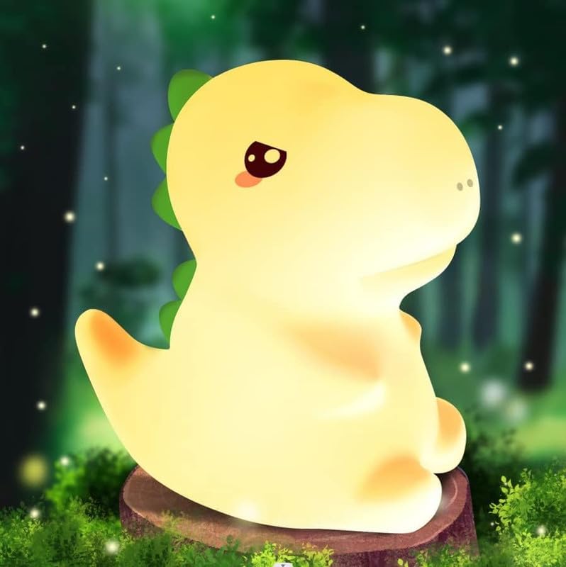 Veriexpress Dino Rechargeable Silicone Night Lamp - Dinosaur Night Lamp, Kids Night Light, Nursery Decor, Birthday Gift, Silicone LED Light
