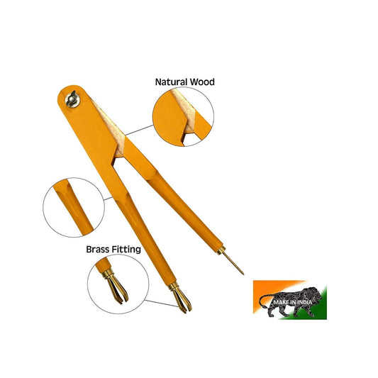 VeriXpress Wooden Compass for Teachers (Superior Quality) – for black board – with brass fitting - for schools, classes and any teaching purpose (Compass)