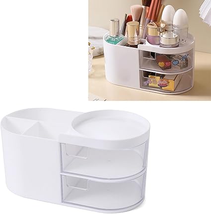 Veriexpress  Makeup Organizer | Makeup Box For Storage | Make Up, Cosmetic, Skincare Organiser For Women | Elegant Makeup Vanity With Transparent Drawer (White)