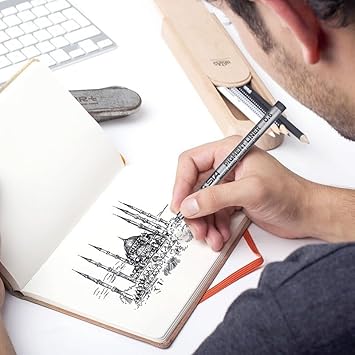 Veriexprees 9 Pcs Black Micro-Pen Fineliner Drawing Ink Pens, Waterproof Archival Black Pigment Writing Drawing Pens, Assorted Point Sizes for Sketching, Anime, Manga, Technical Drawing, Scrapbooking