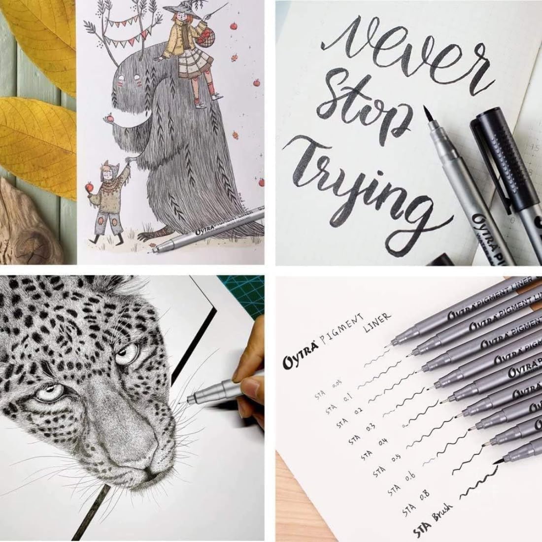 Veriexprees 9 Pcs Black Micro-Pen Fineliner Drawing Ink Pens, Waterproof Archival Black Pigment Writing Drawing Pens, Assorted Point Sizes for Sketching, Anime, Manga, Technical Drawing, Scrapbooking
