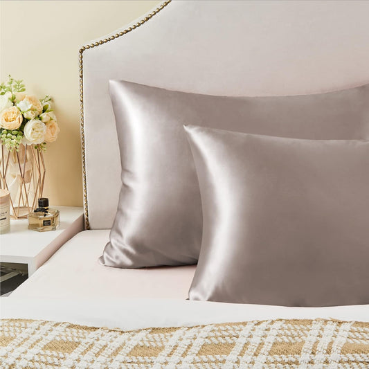 Verixpress Satin Silk Pillow Covers Pack of 2 for Hair and Skin-with Satin Scrunchies for Women Stylish|Satin Pillow coves for Hair and Skin |scrunchies for Women 3-Piece|Silk Pillow case (New Rose)