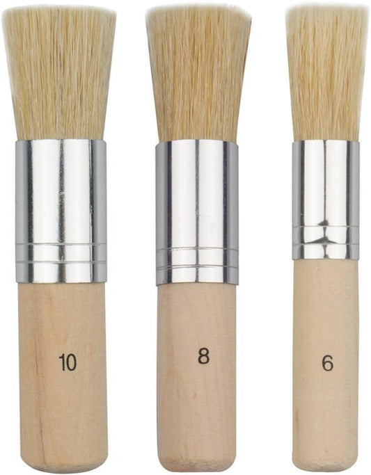 VeriXpress 3 pcs Stencil Brushes Set, Natural Bristle Brushes Perfect for Acrylic Painting, Oil Painting, Watercolor Painting, Stencil Project, Card Making and DIY Art Crafts