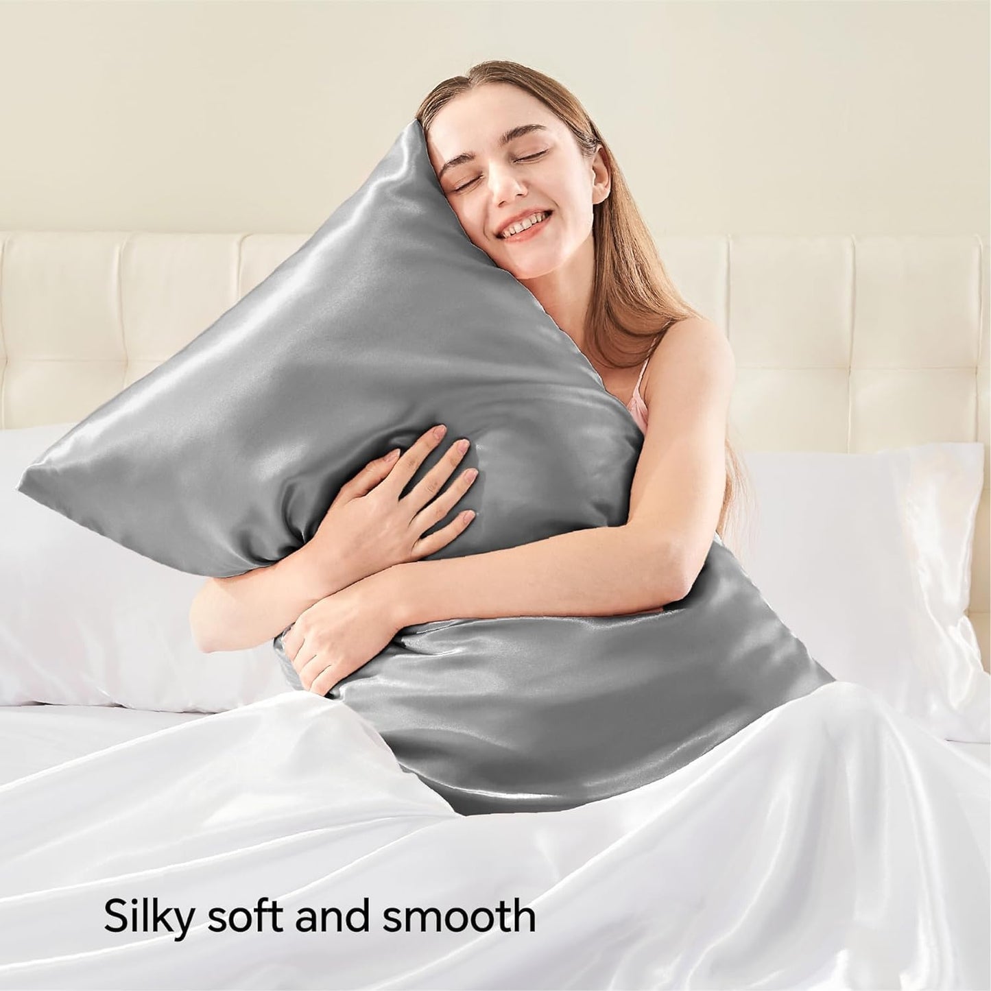 Verixpress Satin Silk Pillow Covers Pack of 2 for Hair and Skin-with Satin Scrunchies for Women Stylish|Satin Pillow coer for Hair and Skin for Women 3-Piece|Silk Pillow case