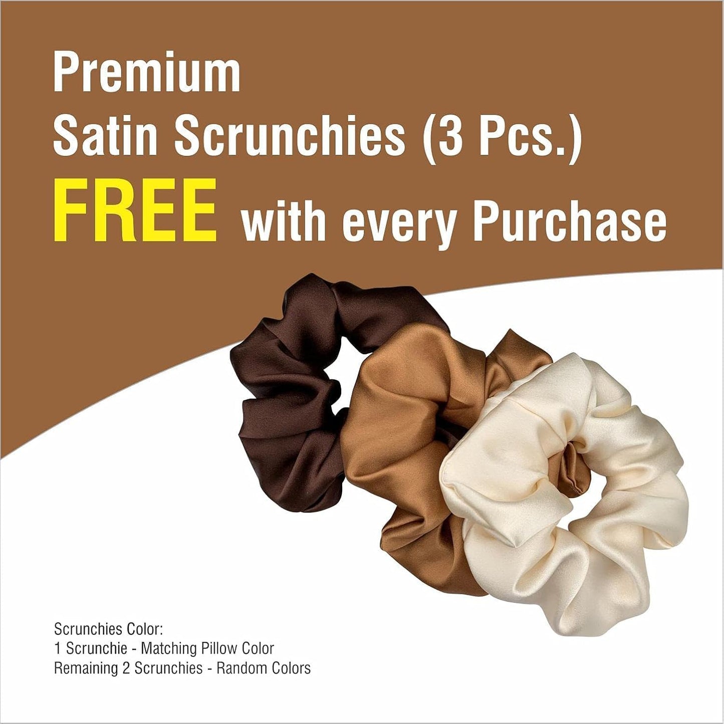 Verixpress Satin Silk Pillow Covers Pack of 2 for Hair and Skin-with Satin Scrunchies for Women Stylish|Satin Pillow Cover for Hair and Skin|scrunchies for Women 3-Piece|Silk Pillow case(White)