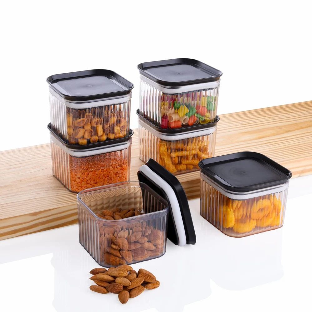 Verixpress Air Tight Kitchen Containers Set -500 ML Each | Food Grade Plastic | Space Saving | Multipurpose Storage Jars for Spices, Snacks, Grains & More