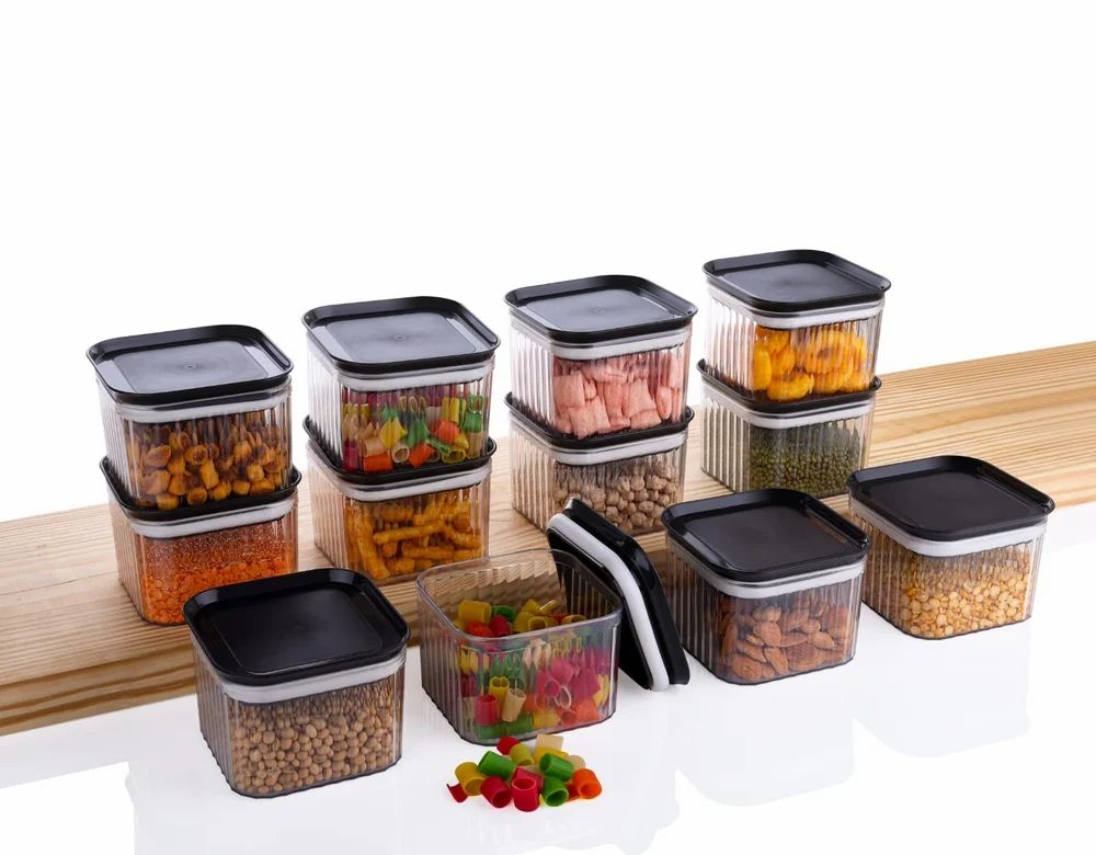 Verixpress Air Tight Kitchen Containers Set -500 ML Each | Food Grade Plastic | Space Saving | Multipurpose Storage Jars for Spices, Snacks, Grains & More