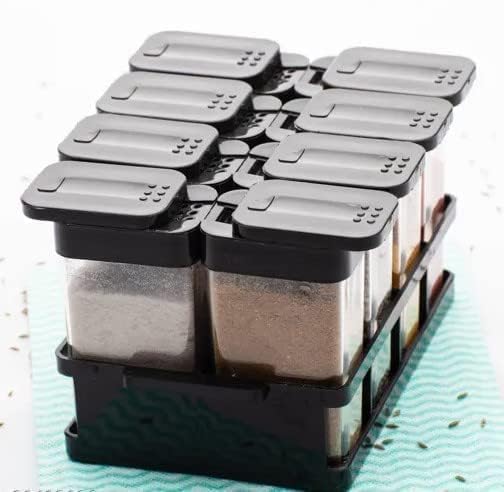 Verixpress Kitchen 8 Pcs Sets Airtight Rasoi Box Spice Storage Jar Masala Box Spice Container Idle for, Easy Flow Spice Storage dabba Container with Tray