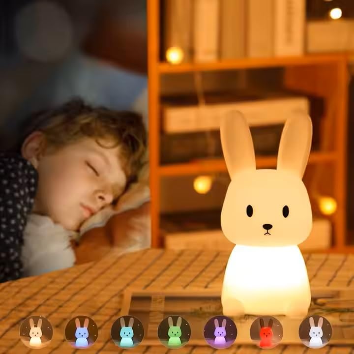 Veriexpress Big Bunny Rechargeable Silicone Night Lamp - LED Bunny Night Lamp, Kids Night Light, Nursery Decor, Birthday Gift, Silicone LED Light