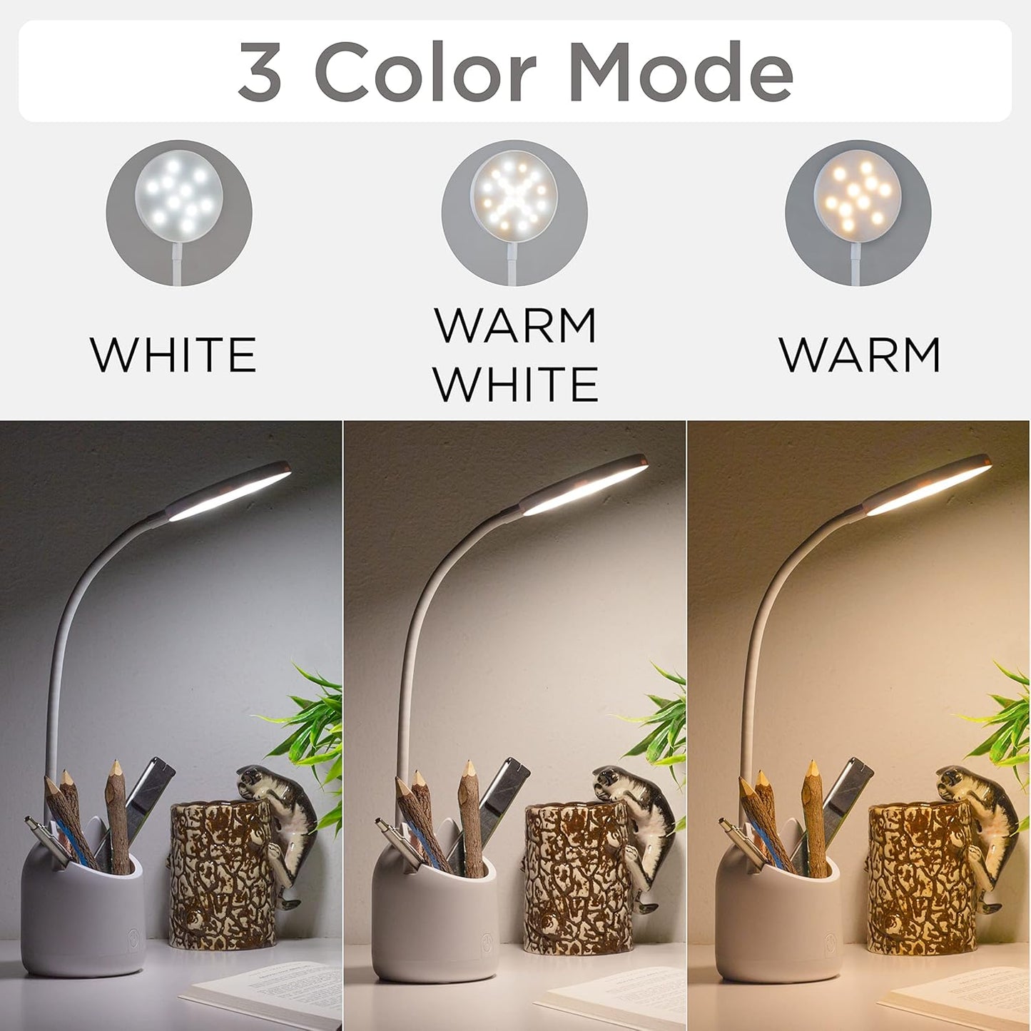 veriexpress Table Lamp Protection Learning Light LED Rechargeable Plug in Student Dormitory Artifact Children's Vision Reading(PACK OF 1 = MULTI COLORE)