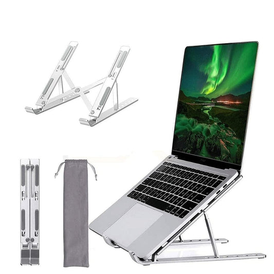 Verixpress Premium Metal Laptop Stand Foldable, Aluminum Stand Portable Any Laptop Stand Adjustable Height/OverHeating Protection Laptops/MacBooks/Table and Many More