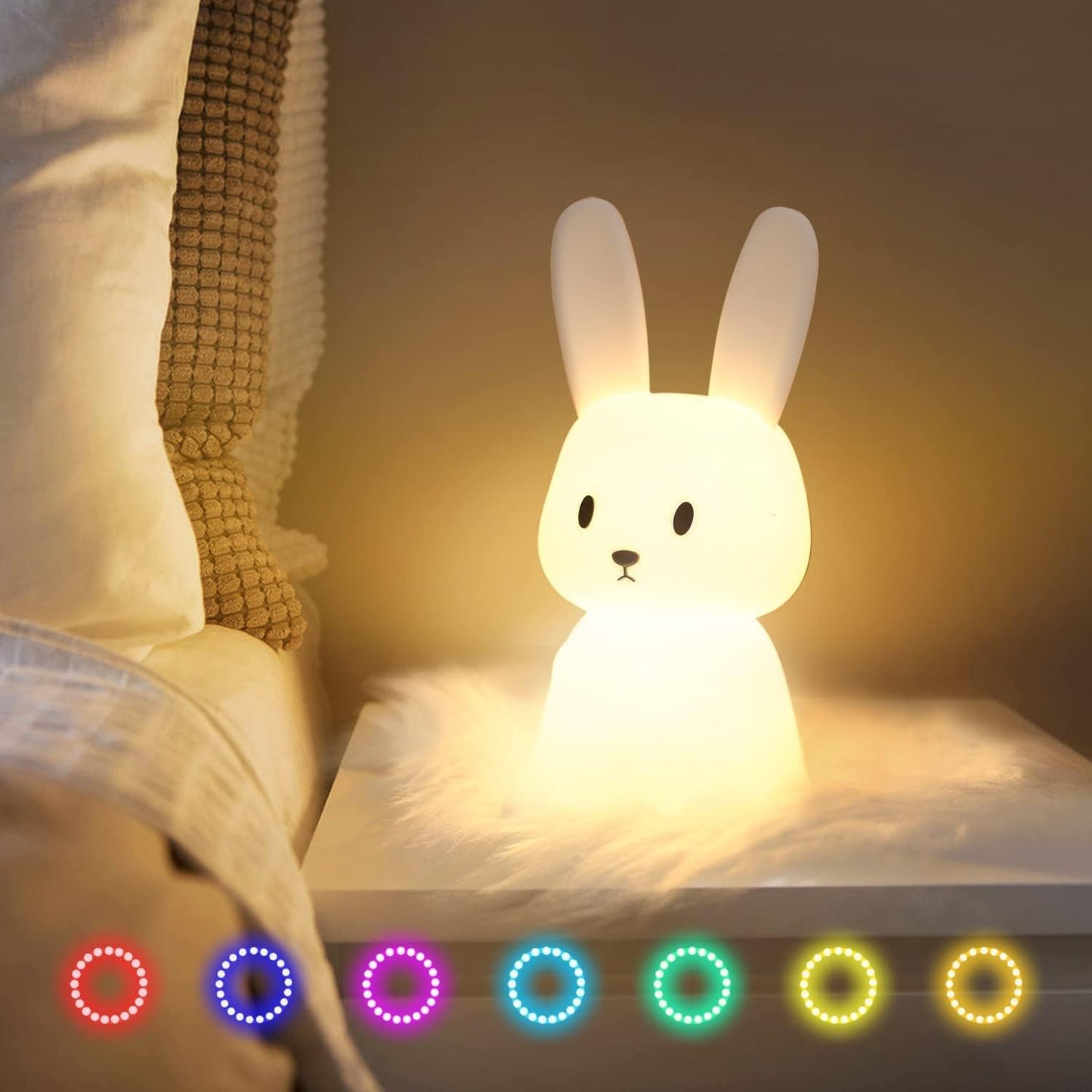 Veriexpress Big Bunny Rechargeable Silicone Night Lamp - LED Bunny Night Lamp, Kids Night Light, Nursery Decor, Birthday Gift, Silicone LED Light
