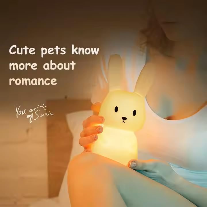 Veriexpress Big Bunny Rechargeable Silicone Night Lamp - LED Bunny Night Lamp, Kids Night Light, Nursery Decor, Birthday Gift, Silicone LED Light