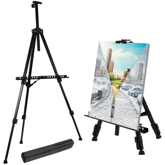 Qatalitic Portable Lightweight Tripod Easel for Professional Artist's, Metal Display Easel Stand with Adjustable Height with Nylon Carry Case for Painting, Display and Advertisement Purposes