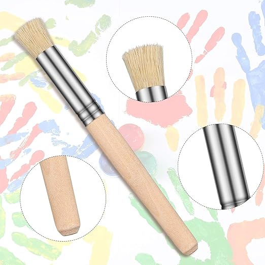 veriexpress Wooden Stencil Brushes Set of 6 Pcs, Bristle Brushes Wood Paint Template Brush, Perfect for Acrylic Painting, Oil Painting, Watercolor Painting, Stencil Project, Card Making & DIY Art Crafts
