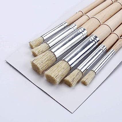 veriexpress Wooden Stencil Brushes Set of 6 Pcs, Bristle Brushes Wood Paint Template Brush, Perfect for Acrylic Painting, Oil Painting, Watercolor Painting, Stencil Project, Card Making & DIY Art Crafts
