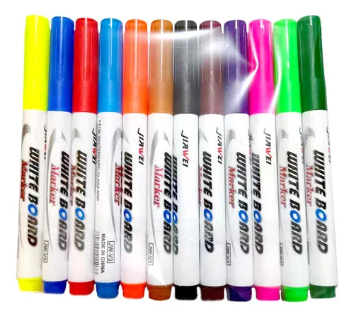 Qatalitic 12 Pcs Multicolour Whiteboard Markers, Dry Erase Boldmarkers, Assorted Vivid Colours, Easy to Erase, Odourless, Long-Lasting, For Kids, Teachers, Arts and Crafts, School and Office