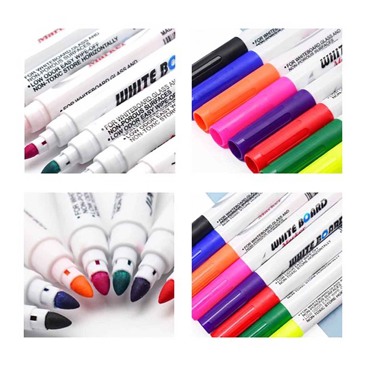 Qatalitic 12 Pcs Multicolour Whiteboard Markers, Dry Erase Boldmarkers, Assorted Vivid Colours, Easy to Erase, Odourless, Long-Lasting, For Kids, Teachers, Arts and Crafts, School and Office