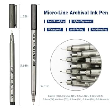 Veriexpress  9pc Micro-Pen Fineliner Ink Pens, Pigment Liner Multiliner Pens Micro Fine Point Drawing Pens for Sketching, Anime, Manga, Artist Illustration, Journaling