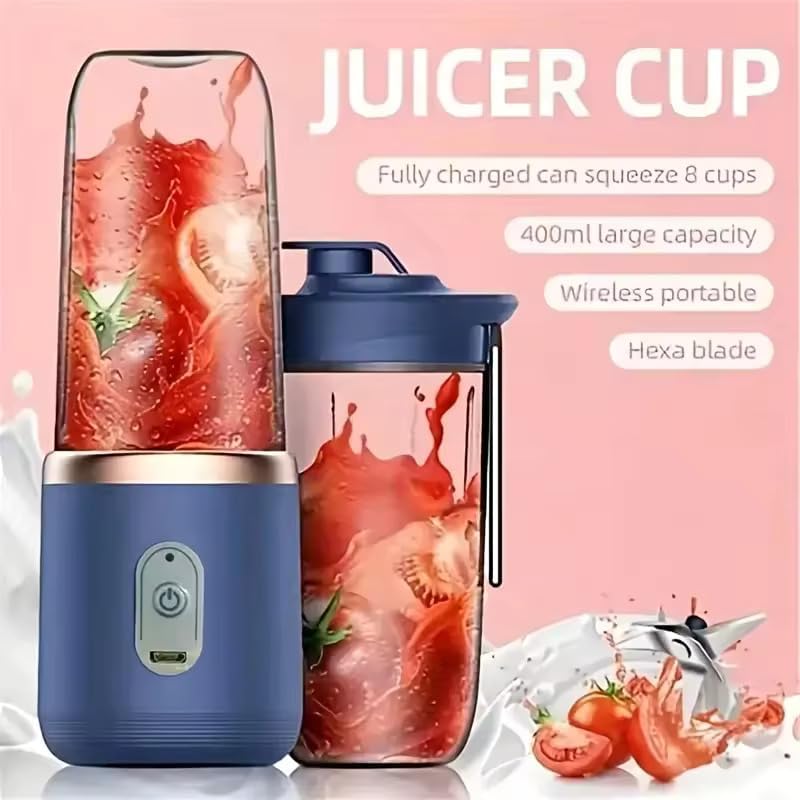 Veriexpress Portable Blender Electric Juicers Fruit Mixers USB Rechargeable Smoothie Mini Personal Juicer 6 Blades 3Gears With 1500 Mah Rechargeable Battery-Smoothie Blender